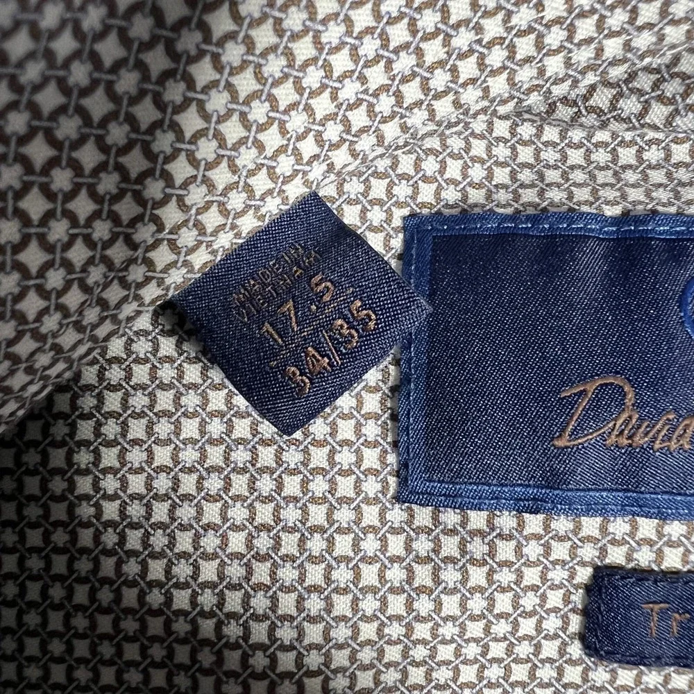 David Donahue Shirt Mens 17.5 34/35 Trim Fit Casual Preppy Dress‎ Cotton Logo